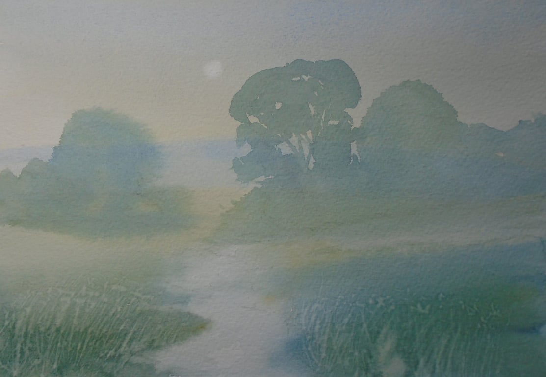 Silent evening (Original Watercolour Painting) A4 size 11.7" x 8.3" Tonalist Art