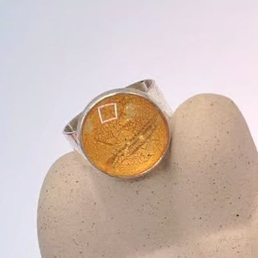Yellow Dragons Eye Adjustable Ring, Fantasy Ring, Yellow Ring, Gift for Her
