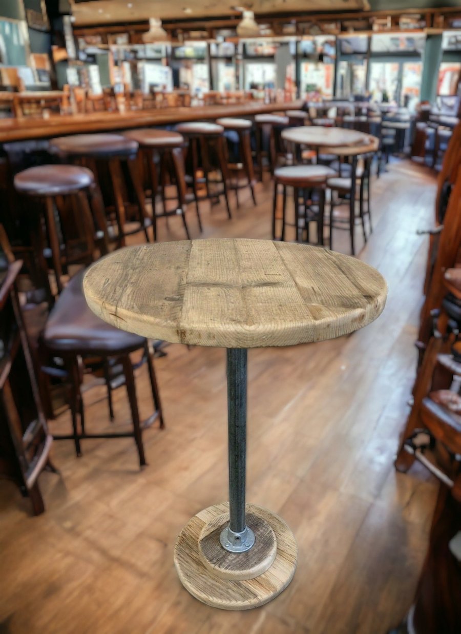 Rustic Poseur Table Reclaimed Bar Table Sustainably Sourced Wood THE ZURICH