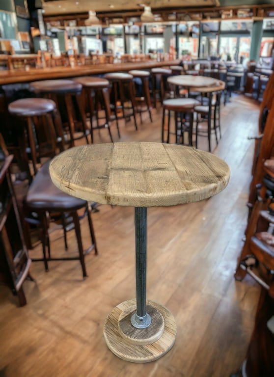 Rustic Poseur Table Reclaimed Bar Table Sustainably Sourced Wood THE ZURICH