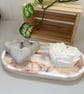 Blush Marbled Oval Tray with White Rose and Heart Fragrance Stones