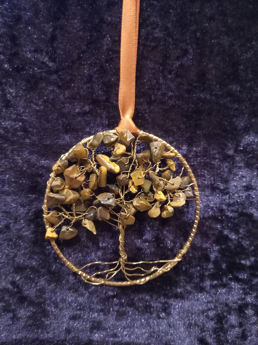   Tigerseye crystal tree of life bangle hanger 