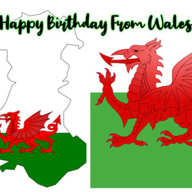 Happy Birthday From Wales Card A5