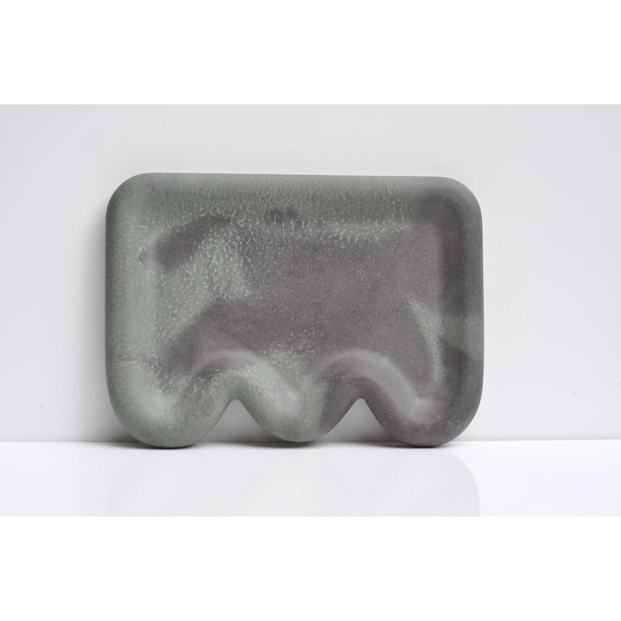 Handmade Concrete Tray: Dark Grey-Green Minimalist Home Decor