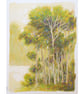 Trees at the Edge of a Lake, original landscape painting, landscape wall art