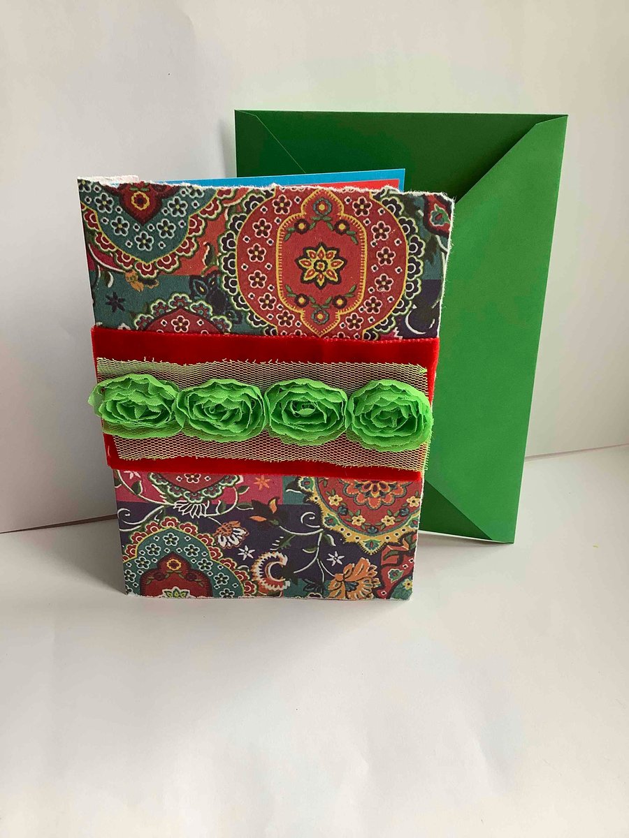 Flowers in green card