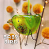 Green fused glass BABY bird
