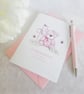 Christening Pink Bear & Cross Card - Girl - Image 2