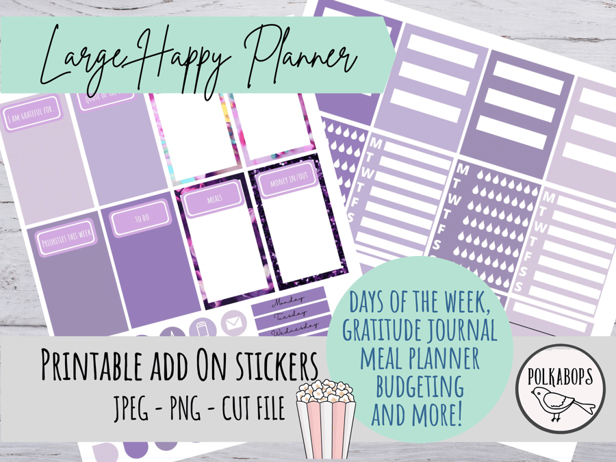 ADD ON Large Happy Planner Vertical Planner Stickers Printable