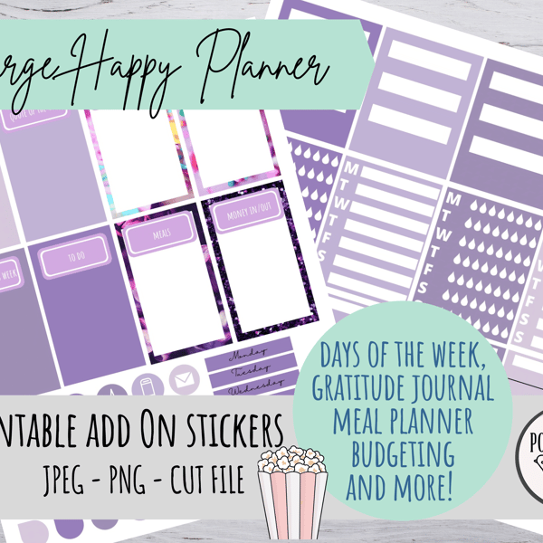 ADD ON Large Happy Planner Vertical Planner Stickers Printable