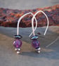 amethyst silver drop earrings, February birthstone - Image 1