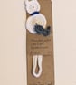 Handmade crochet cat bookmark - white with blue collar