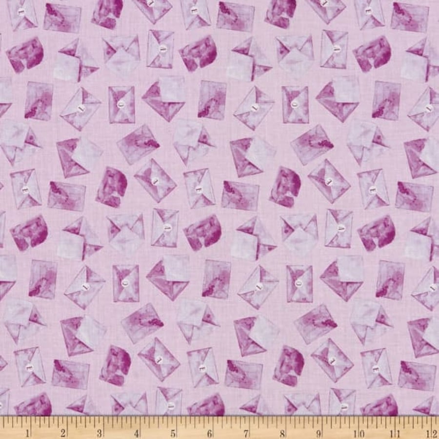 Fat Quarter Love Letters Purple And Lilac Allover 100% Cotton Quilting Fabric