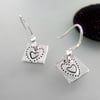 Sterling silver heart drop earrings