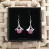 Dainty Wishbone Earrings with Faux Opal Centres