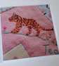 All occasion card - Pink Tiger Cub print based on my appliqued design - Image 2