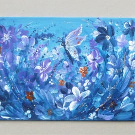 fantasy butterfly garden acrylic original art painting (ref f682 K2 )