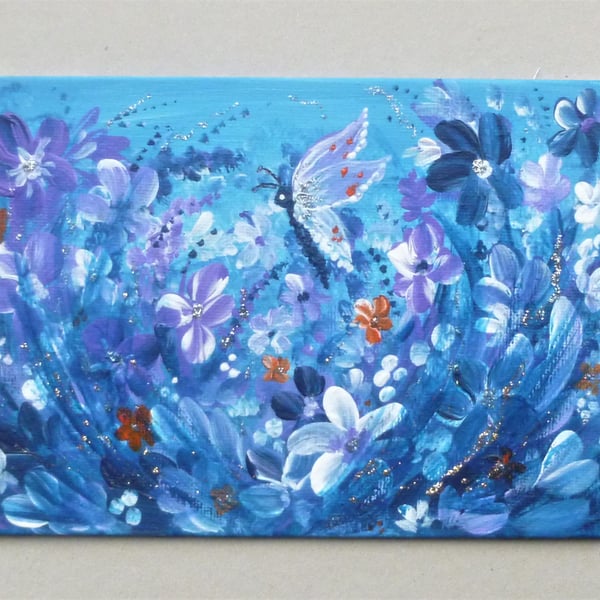 fantasy butterfly garden acrylic original art painting (ref f682 K2 )