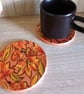 Set of two handpainted wooden coasters, metallic Autumn leaves.    - Image 7