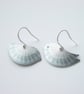 Bird earrings with seed print in grey and silver - Image 4