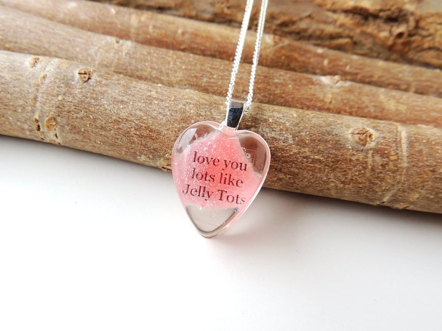 Red Love You Lots Like Jelly Tots Resin Necklace (1285)