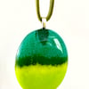 Glass Cast Green & Aqua Oval Pendant