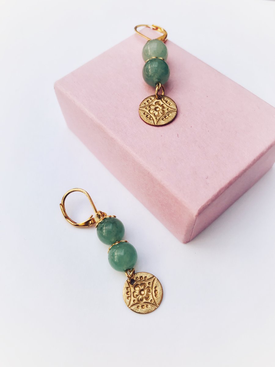 Jade semi precious stone earrings 