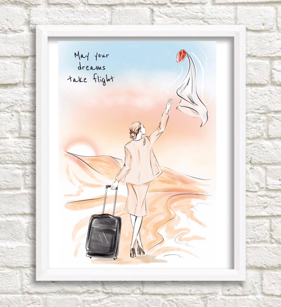 Old style Emirates Uniform Cabin Crew Poster