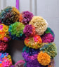 Wool Pompom Wreath, Mixed Colours, Eclectic Bohemian Interiors, Maximalism. - Image 3