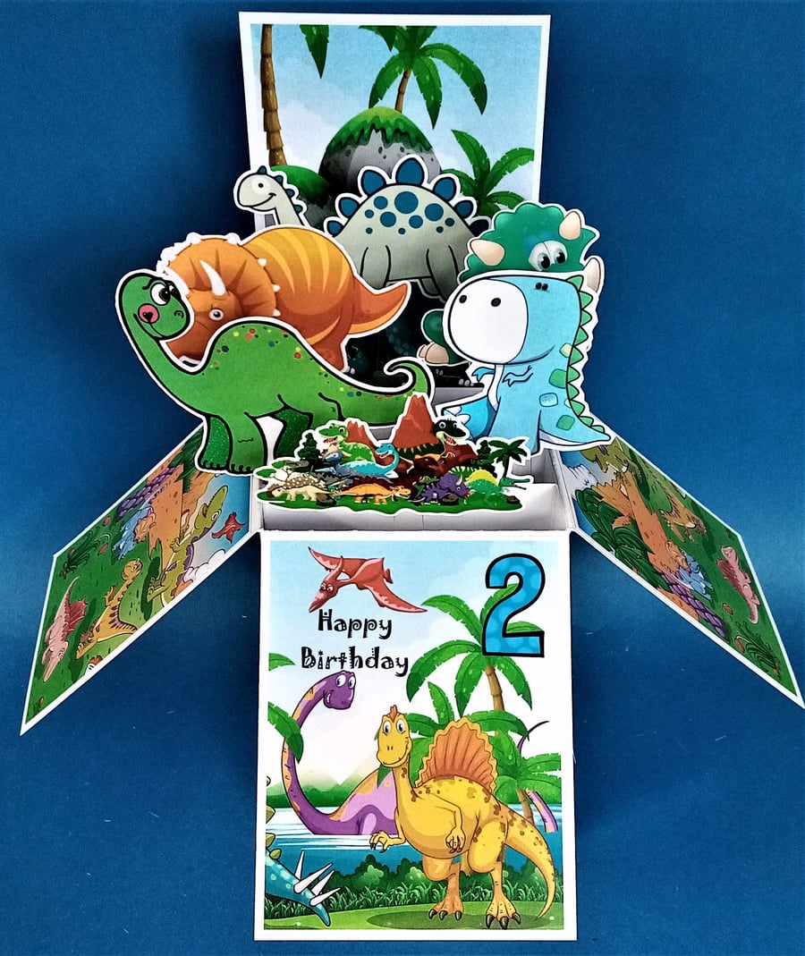 Boys 2nd Birthday Card with Dinosaurs