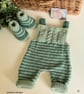 Baby Boy's Rompers & Matching Booties Set Hand Knitted  0-3 months size - Image 1