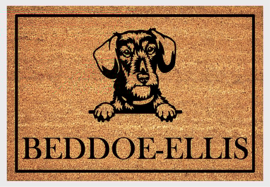 Dachshund Door Mat - Personalised Wire Haired Dachshund Welcome Mat - 3 Sizes