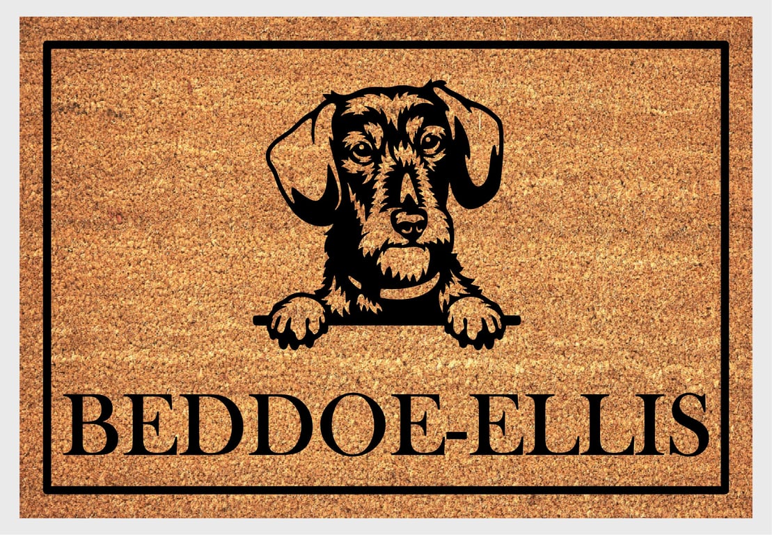 Dachshund Door Mat - Personalised Wire Haired Dachshund Welcome Mat - 3 Sizes