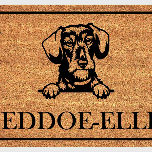 Dachshund Door Mat - Personalised Wire Haired Dachshund Welcome Mat - 3 Sizes