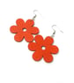 Red flower earrings, eco-friendly red wooden earrings for women - Image 3