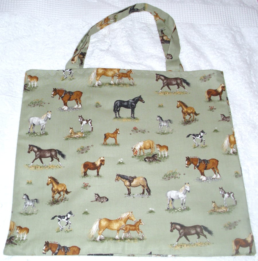 Horses and Foals cloth shopping bag , Tote bag