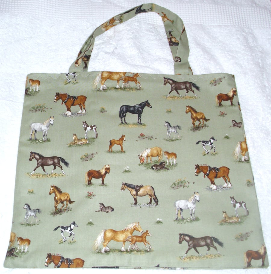 Horses and Foals cloth shopping bag , Tote bag