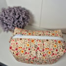 Padded floral toiletries bag with zip - 'poppy' fabric design