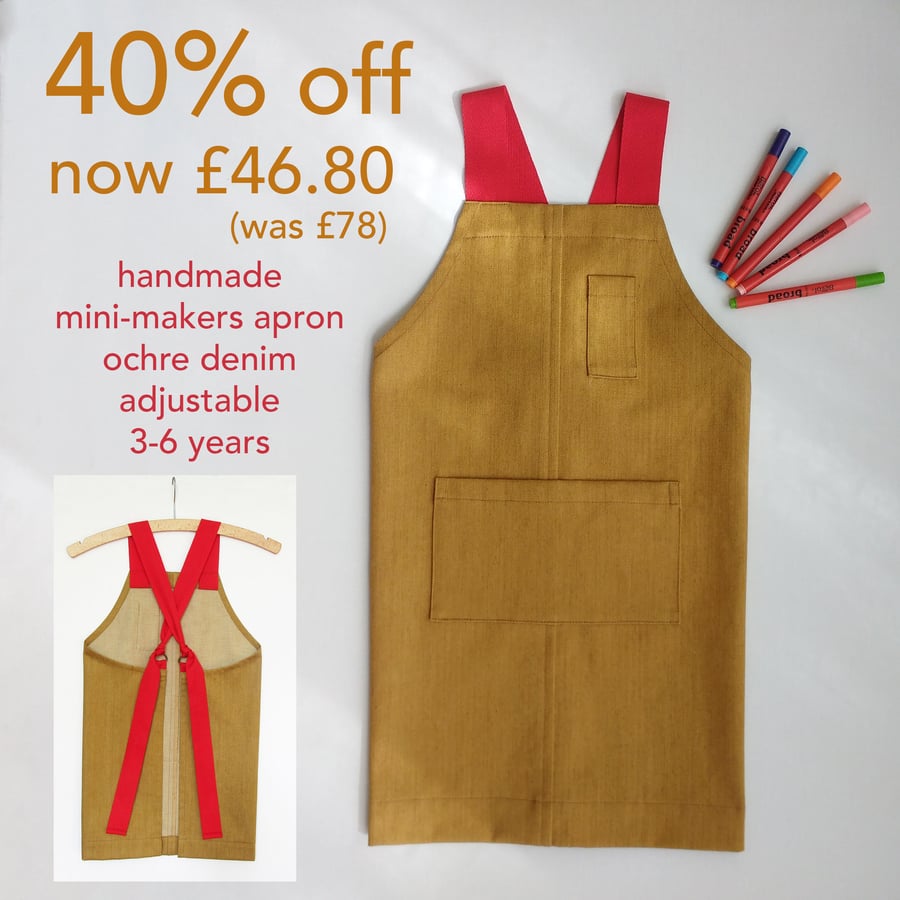 3-6yrs Mini-Makers Apron, Childs Adjustable Crossback