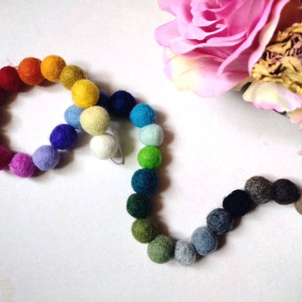 Felt Ball Garland, Rainbow Colours, Party Decor