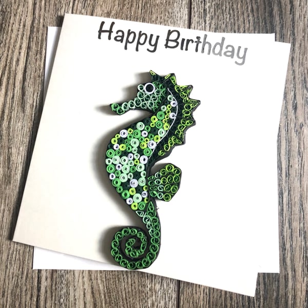 Stunning Handmade Quilled Seahorse Card
