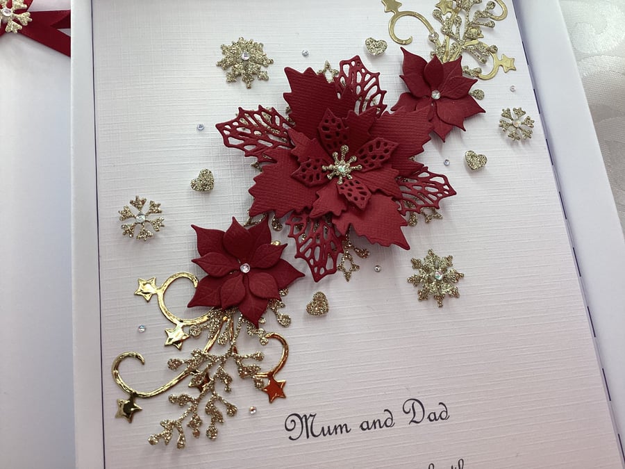Personalised Handmade Christmas Card Gift Boxed Mum Dad Wife Daughter 
