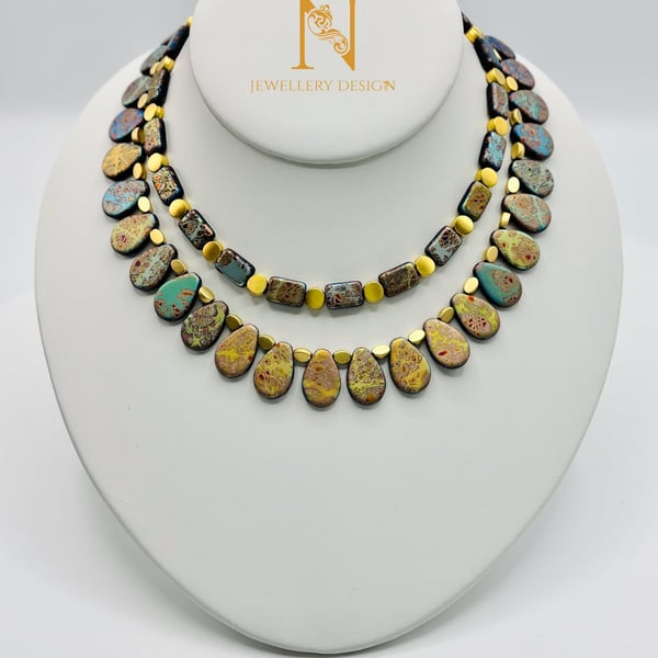 Mosaic Layered Statement Necklace