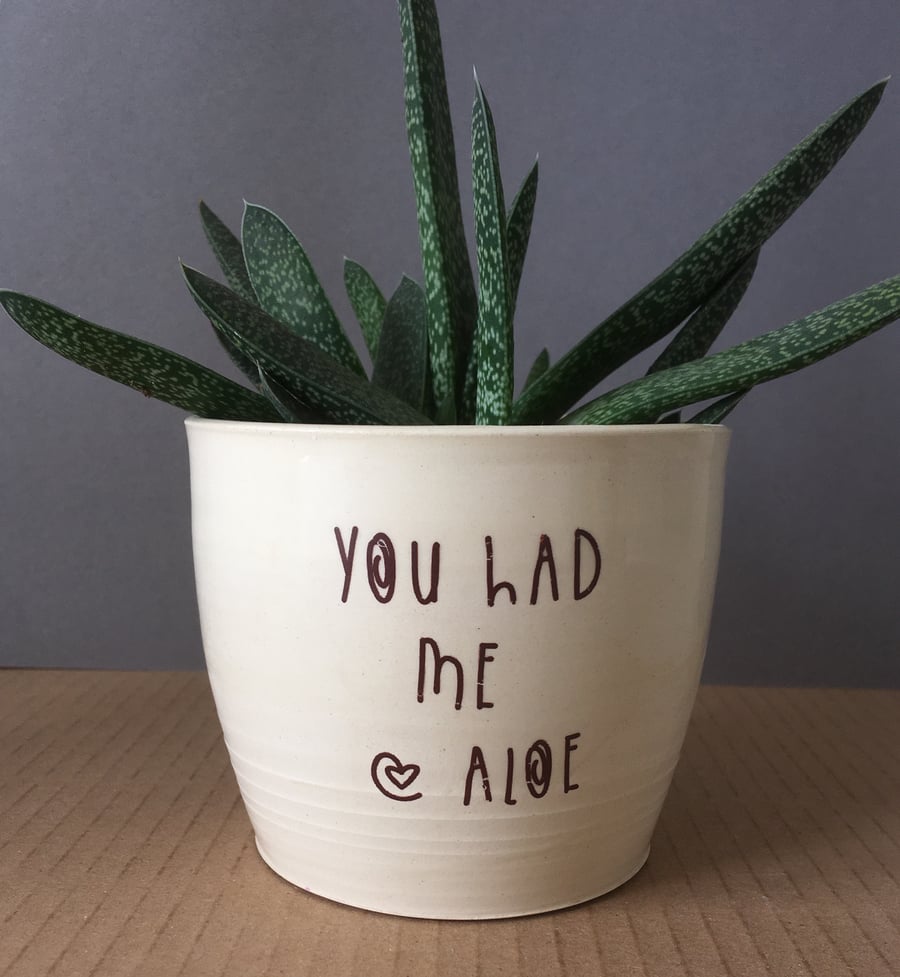Aloe Vera. Jerry Maguire. Planter. Ceramic. Handmade. Plant pot. 
