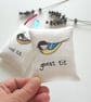 freehand embroidered lavender bag sachet hanging decoration GREAT TIT - Image 2