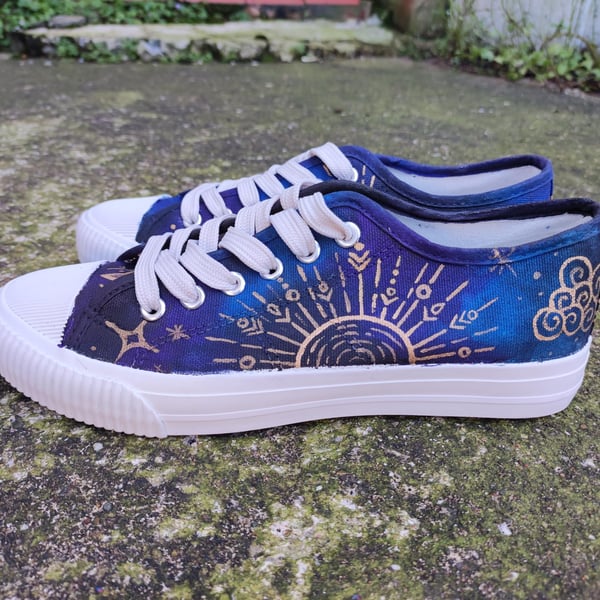 Galaxy Painters Shoes Star And Moon Galaxy Astronomy Hand Painted