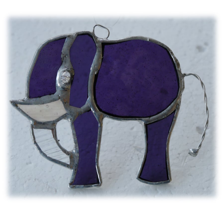 Elephant Suncatcher Stained Glass Purple Little 076