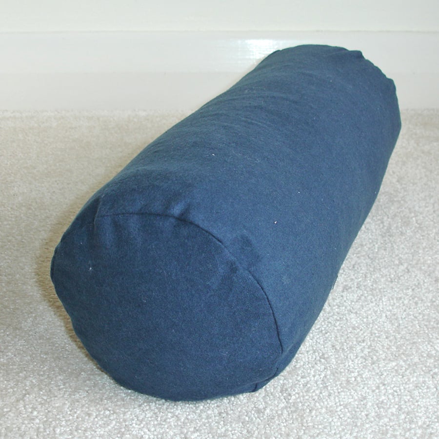 Bolster Cushion Cover 16 "x 6" Navy Blue Brushed Cotton Cylinder Flannel Case