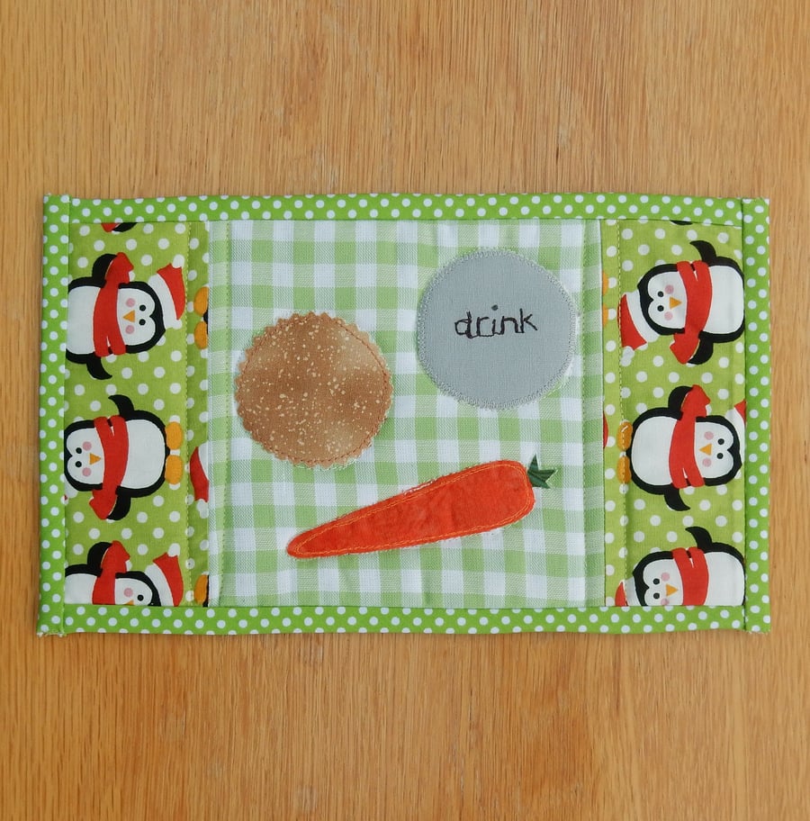 Waiting for Santa mug rug green