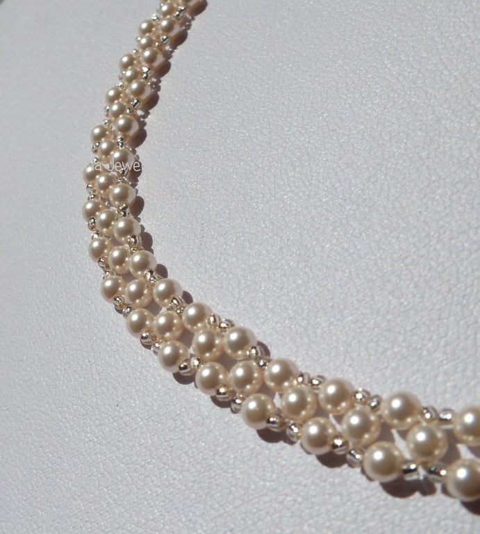 Handwoven White Pearl Necklace